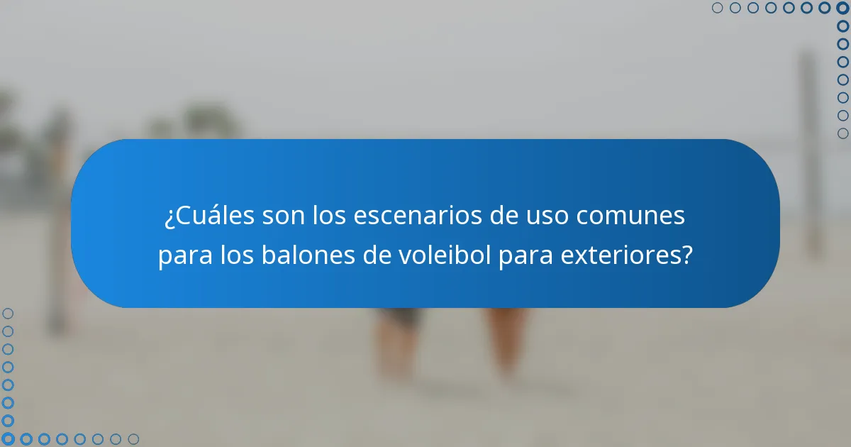 ¿Cuáles son los escenarios de uso comunes para los balones de voleibol para exteriores?