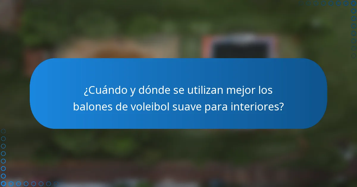 ¿Cuándo y dónde se utilizan mejor los balones de voleibol suave para interiores?