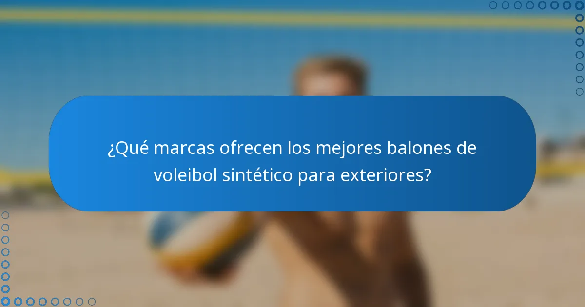 ¿Qué marcas ofrecen los mejores balones de voleibol sintético para exteriores?